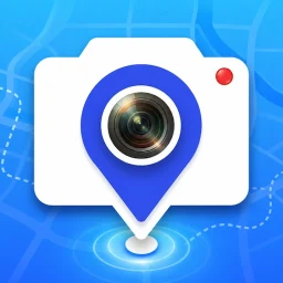 Ícone de Câmera com Data, Hora e GPS